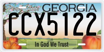GA license plate CCX5122
