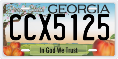 GA license plate CCX5125