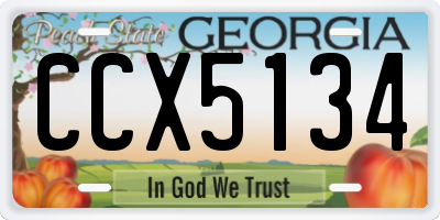 GA license plate CCX5134