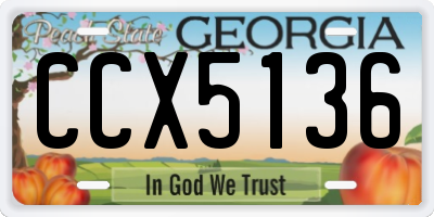 GA license plate CCX5136