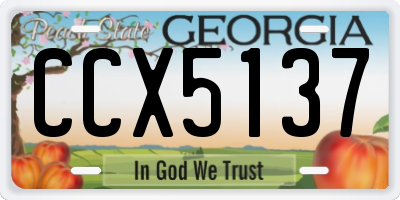 GA license plate CCX5137