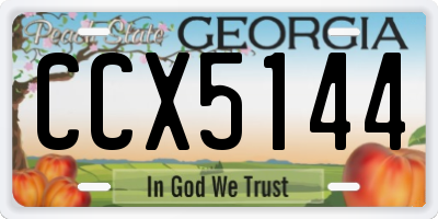 GA license plate CCX5144