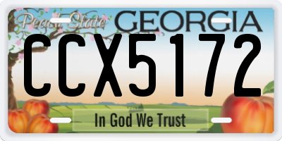 GA license plate CCX5172