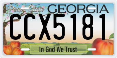 GA license plate CCX5181