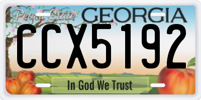 GA license plate CCX5192