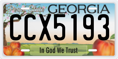 GA license plate CCX5193