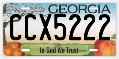 GA license plate CCX5222