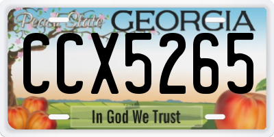 GA license plate CCX5265