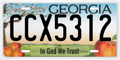GA license plate CCX5312