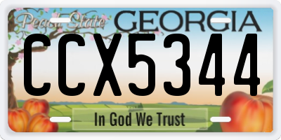 GA license plate CCX5344