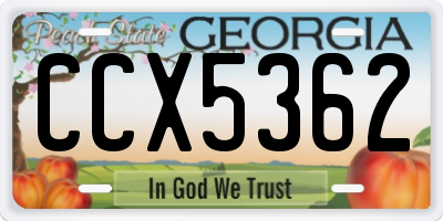 GA license plate CCX5362