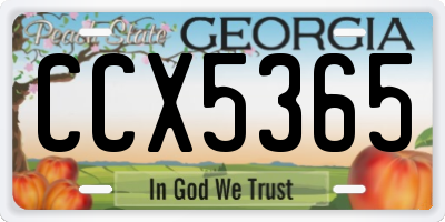 GA license plate CCX5365