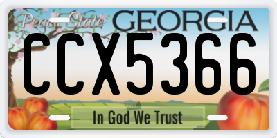 GA license plate CCX5366