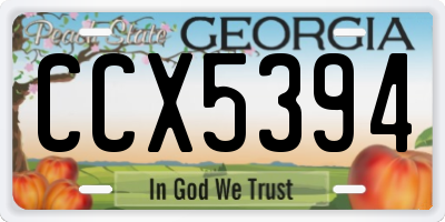 GA license plate CCX5394