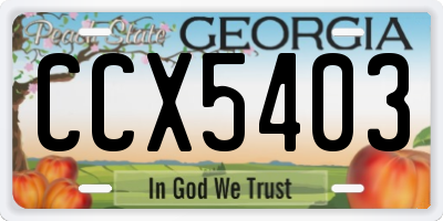 GA license plate CCX5403