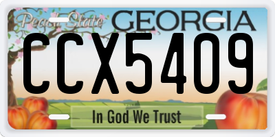 GA license plate CCX5409