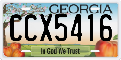 GA license plate CCX5416