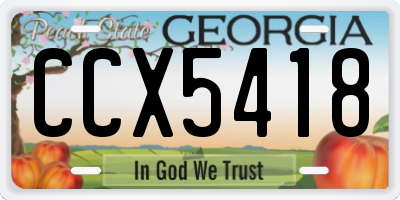 GA license plate CCX5418