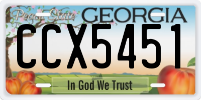 GA license plate CCX5451