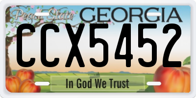 GA license plate CCX5452