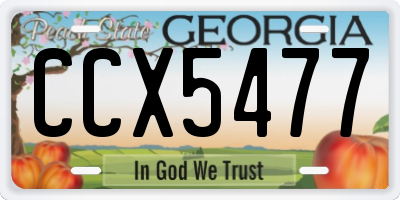 GA license plate CCX5477