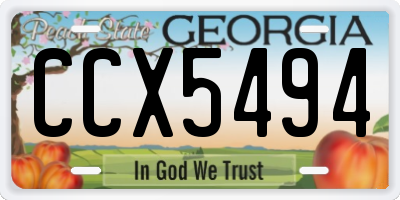 GA license plate CCX5494