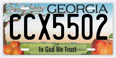 GA license plate CCX5502