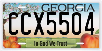 GA license plate CCX5504