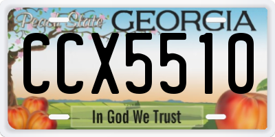 GA license plate CCX5510