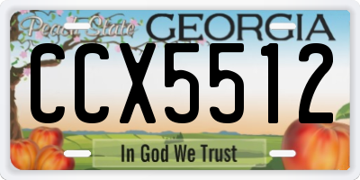 GA license plate CCX5512