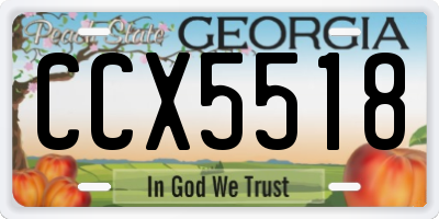 GA license plate CCX5518