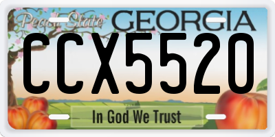 GA license plate CCX5520
