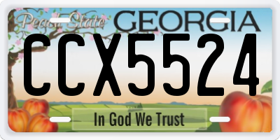 GA license plate CCX5524