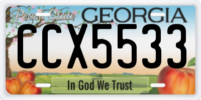 GA license plate CCX5533