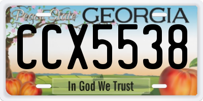 GA license plate CCX5538