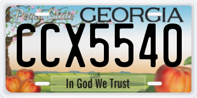 GA license plate CCX5540