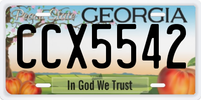 GA license plate CCX5542