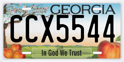 GA license plate CCX5544