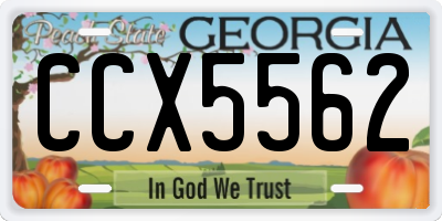 GA license plate CCX5562