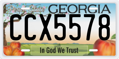 GA license plate CCX5578