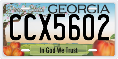 GA license plate CCX5602