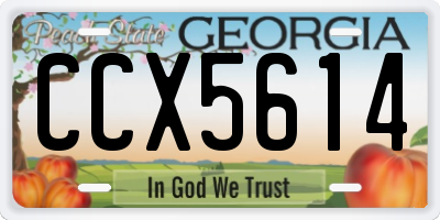 GA license plate CCX5614