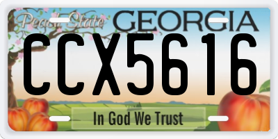 GA license plate CCX5616