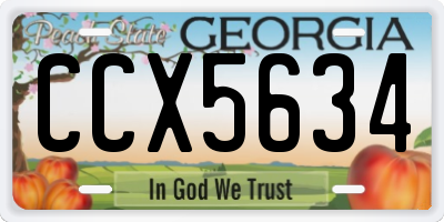 GA license plate CCX5634