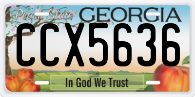 GA license plate CCX5636