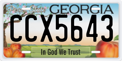 GA license plate CCX5643