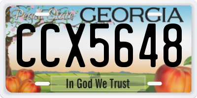 GA license plate CCX5648