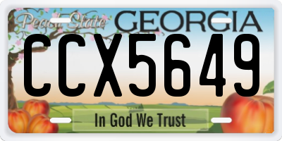 GA license plate CCX5649