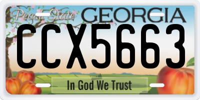 GA license plate CCX5663
