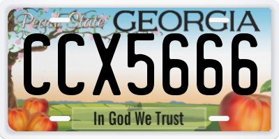 GA license plate CCX5666